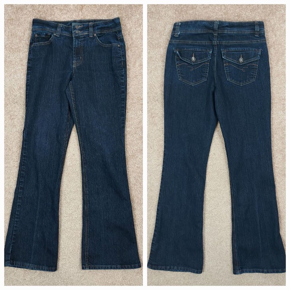 Nine West Jeans Womens Size 6 Mid-Rise Bootcut Jeans Dark Wash Back Flap Pocket